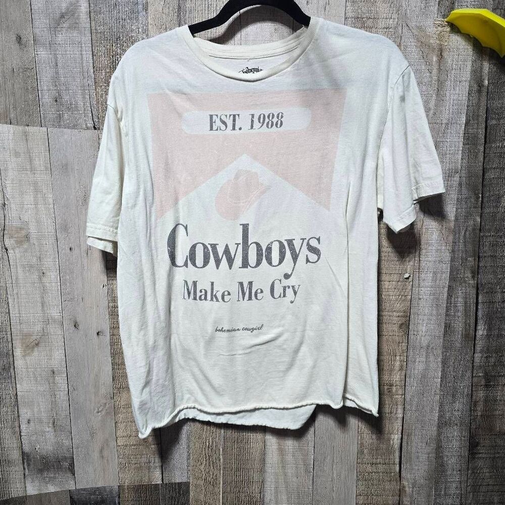Bohemian Cowgirl Cream Cowboys Make Me Cry Cigarette Case Style Graphic Tee Larg
